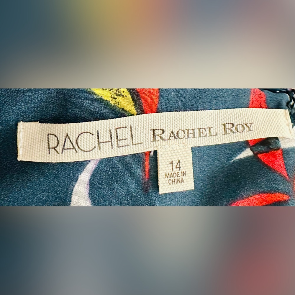 RACHEL Rachel Roy Leaf Print Tie Front or Back Sleeveless Midi Dress - Picture 5 of 8